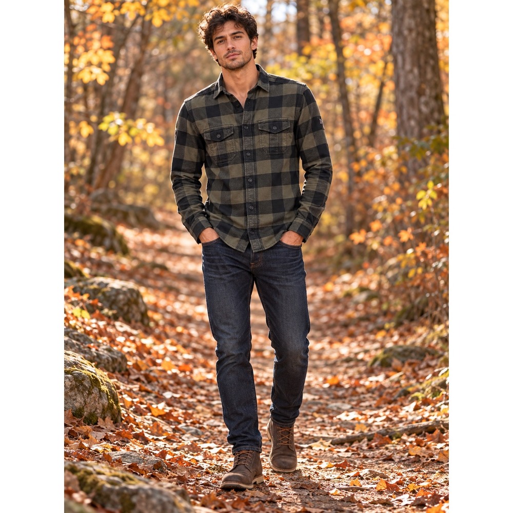 Superdry Mens The Rookie Lumberjack Fit Flannel Shirt Olive Black Plaid XS